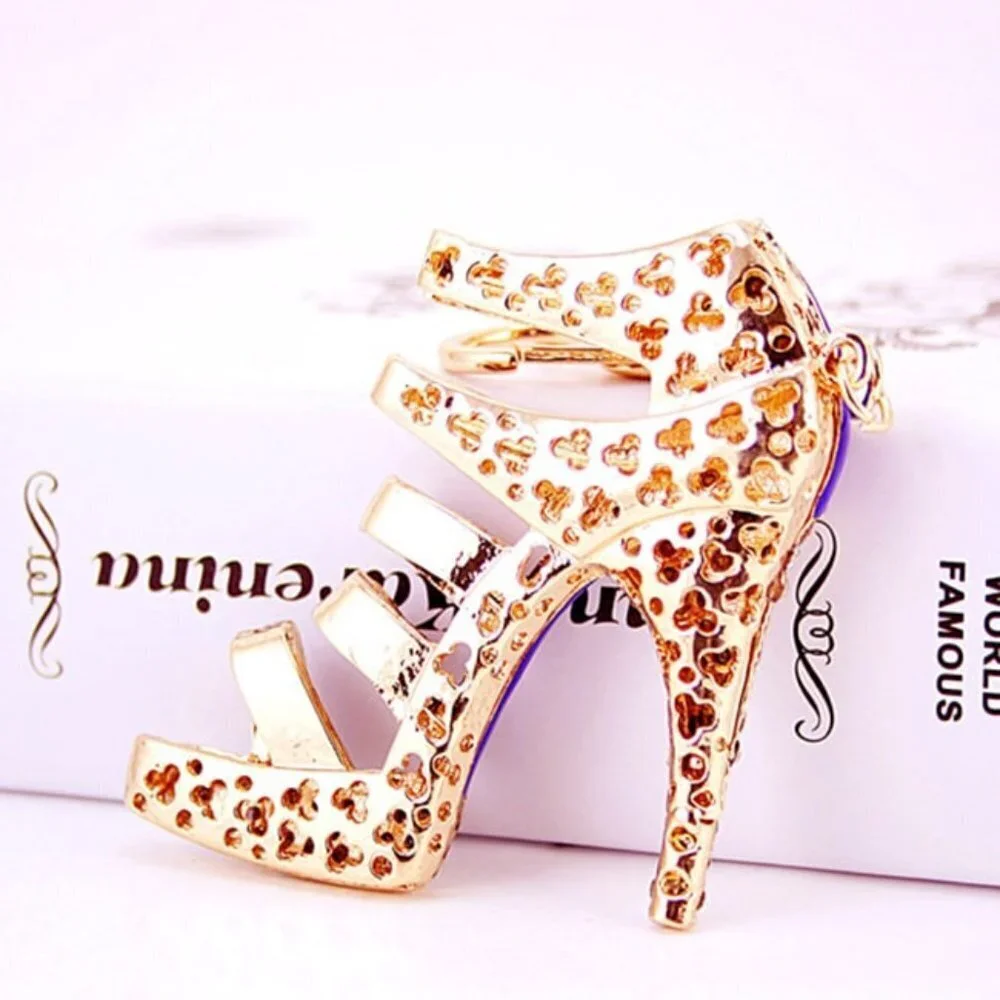 High Heel Shape Design Rhinestone Key Chain
